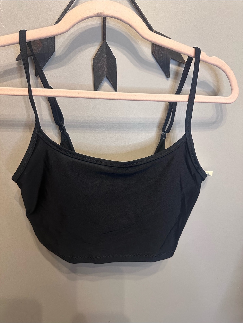 aerie Black Slim-Strap Cropped Tank